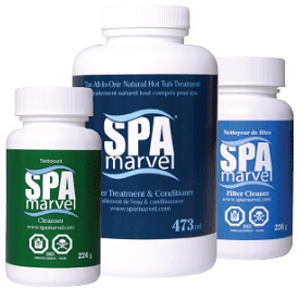 Spa Marvel Water Treatment, Cleanser, and Filter Cleaner — the Spa Marvel trio